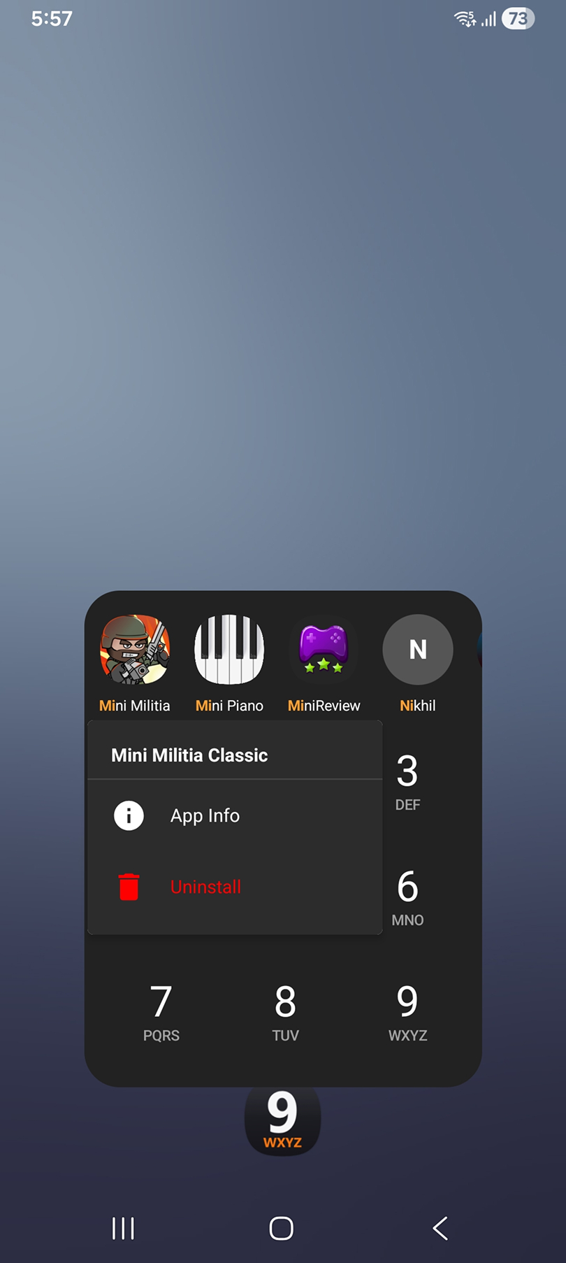 Recents on open and the settings screen